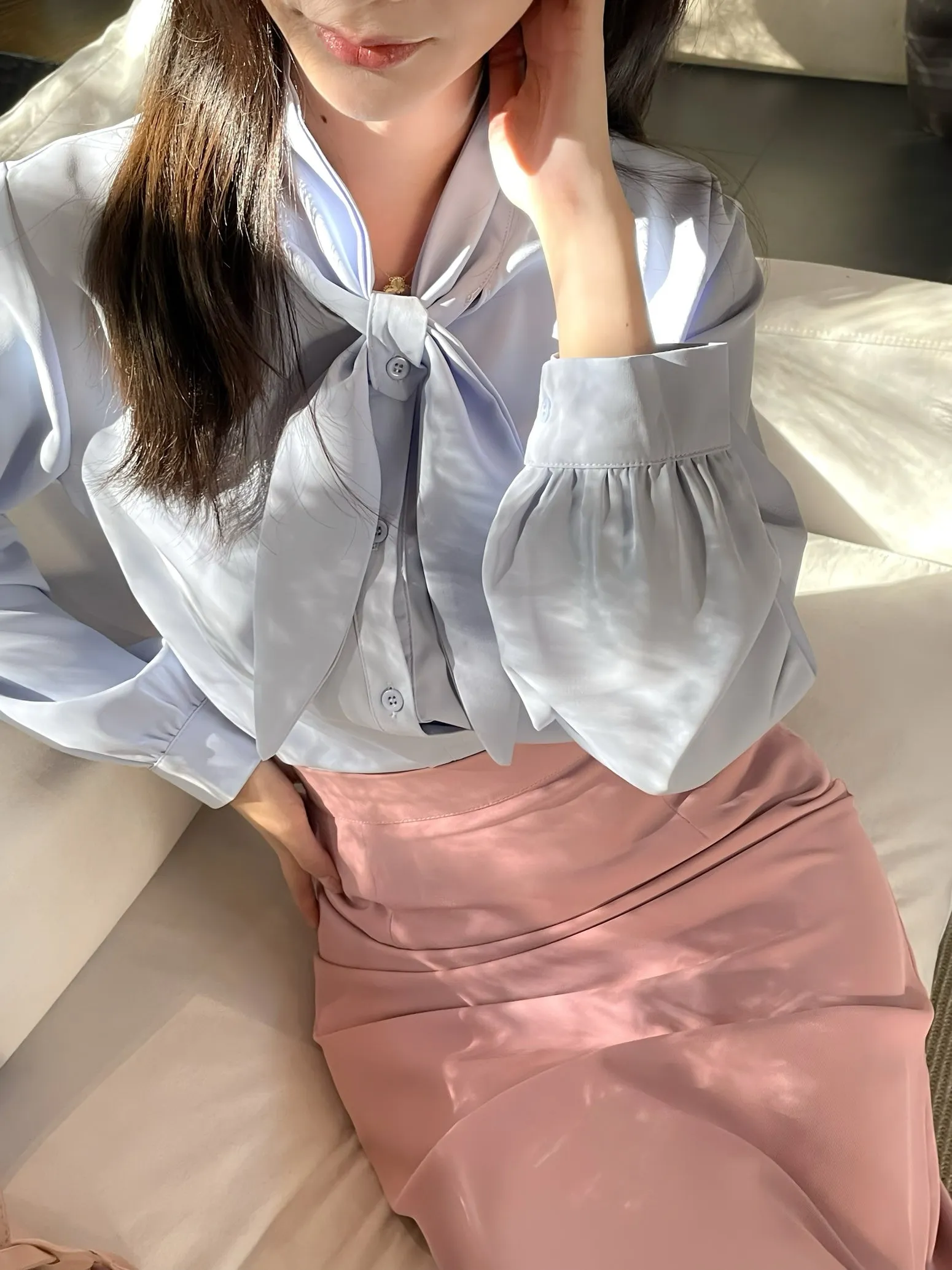 Women's Solid Color Satin Blouse for a Chic Look