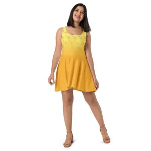 Yellow Ghost Sparkle Skater Dress (Adult XS-3XL)